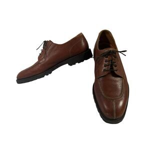 Ferragamo Men's Lace Tie Leather Brown Split Toe Size 9D US Shoes Italy Vintage